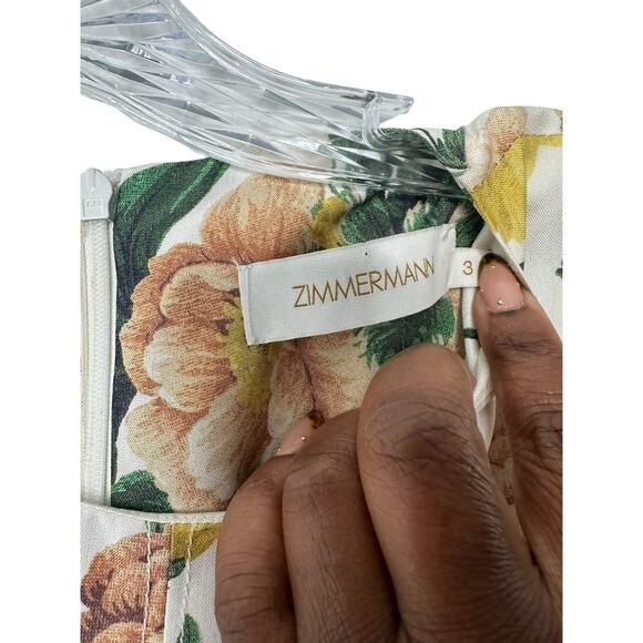 Zimmermann White Silk Ivory Garden Floral Zippy Wrap Bodice Blouse Size 10 - Picture 2 of 15